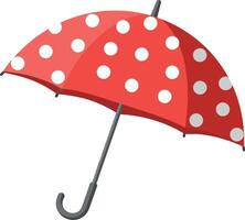 Red umbrella with white polka dots illustration in simple style vector