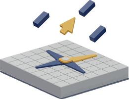 Compass navigation tool with arrow pointer and grid platform in isometric style illustration vector