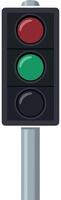 Traffic Light Illustration with Red and Green Signals on Grey Pole vector