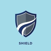 Shield logo design with blue and gray colors for security and protection concept vector