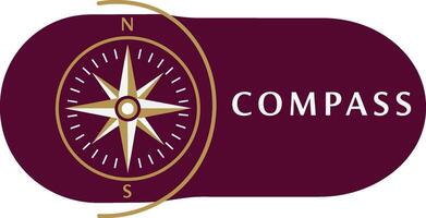 Compass logo design with gold and burgundy colors for navigation and direction branding vector