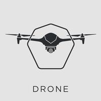 Drone icon design with camera and hexagonal frame illustration vector