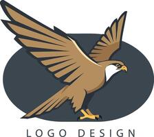 Eagle flying logo design with brown and white colors for branding and identity use vector