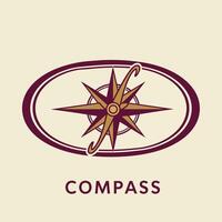 Compass logo design with vintage style and brown tones for navigation and direction concepts vector