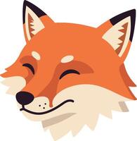 Fox head illustration with orange and cream colors smiling expression vector