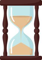 Hourglass with wooden frame measuring passing time in classic style illustration vector