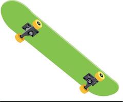 Green Skateboard Isometric Illustration with Yellow Wheels and Black Trucks vector