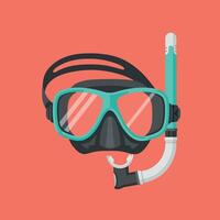 Snorkeling mask and snorkel gear illustration on orange background image vector