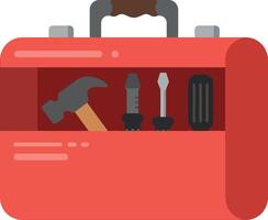 Red toolbox with hammer screwdriver and tools illustration design vector