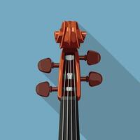 Violin scroll with tuning pegs illustration in flat style on blue background vector