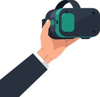 Hand Holding Virtual Reality Headset Technology Device for Immersive Experience Illustration vector