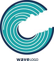 Wave logo design with circular blue and teal concentric lines for branding and identity vector