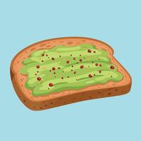 Avocado Toast with Red Pepper Flakes on Blue Background Illustration vector