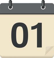 Calendar page with number one date icon flat design illustration vector