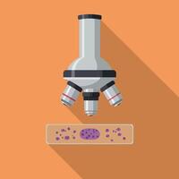 Microscope with slide showing purple cells flat design illustration vector