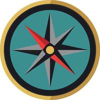 Compass rose navigation icon with gold and red accents illustration design vector
