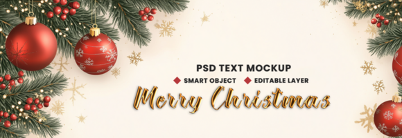 Tree snowfall joy background in Merry Christmas background theme with festive Christmas ball psd