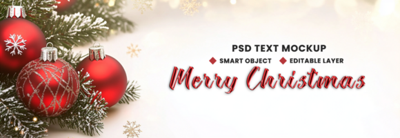 Festive snow lantern lights for Merry Christmas background theme with red ball and tree design psd