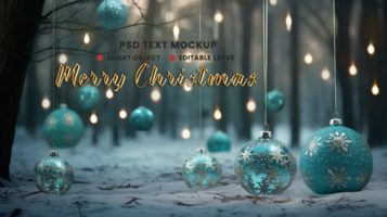 Festive candlelight glowing in snowy forest with Santa ball for merry Christmas and Xmas year background psd