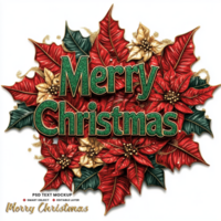Merry Christmas background theme for festive greeting card with gorgeous flower and text psd