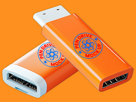 Compact metal pen drive mock up designed for showcasing pendrive mock up and drive elements psd