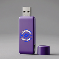 Branding-ready pendrive mock up with detailed pen drive mock up style for portable device themes psd