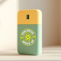 Corporate pen drive mock up layout displaying pen drive mock up with modern usb tech appeal psd