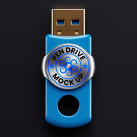 Metallic pendrive mock up with modern pen drive mock up storage branding for tech and connection psd