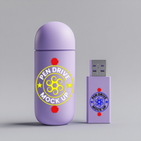 Personal storage pendrive mock up design for showcasing pen drive mock up brand presentation psd