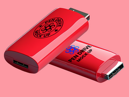 Branding based pen drive mock up for electronics designers presenting detailed pendrive mock up psd