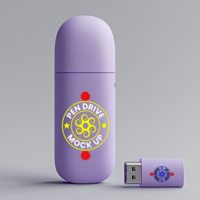 Streamlined pen drive mock up offering full branding display for modern pendrive mock up styling psd