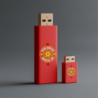 Memory themed pen drive mock up rendered for branding with classic pendrive mock up appearance psd
