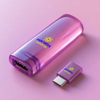 A creative transparent pen drive mock up showing branding ready pendrive mock up psd