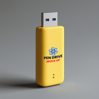 Modern tech pen drive mock up showing sleek pendrive mock up with removable usb card design psd
