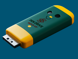 Futuristic pen drive mock up promoting stylish memory storage with next gen pen drive mock up psd