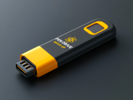 Simplistic pen drive mock up showing compact memory in a refined pen drive mock up presentation psd