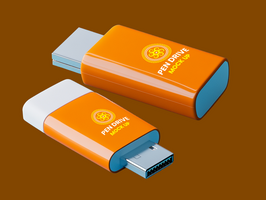 Futuristic pen drive mock up offering efficient digital connection with flawless pen drive mock up psd