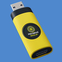 Ultra stylish pen drive mock up created for micro data storage featuring futuristic pen drive mock up psd