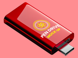 Micro pen drive mock up providing portable backup solutions using clear pen drive mock up psd
