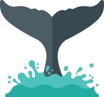 Whale tail splashing in ocean water illustration with simple design vector