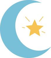 Blue crescent moon with yellow star illustration simple design vector