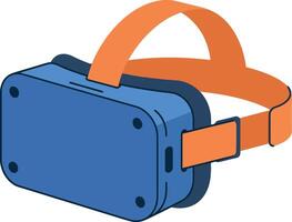 Virtual reality headset with orange strap technology and digital experience device illustration vector
