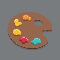 Artist Paint Palette with Multicolor Paint Blobs on Gray Background Illustration vector