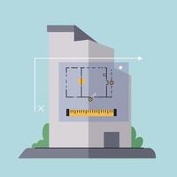 Architecture blueprint plan concept with ruler and measuring tools illustration vector