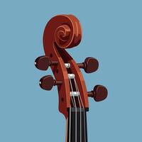 Violin Scroll and Pegbox Close-up Illustration with Blue Background vector