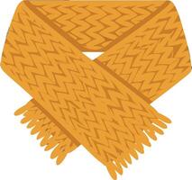 Warm knitted scarf in orange color with zigzag pattern and fringes illustration vector