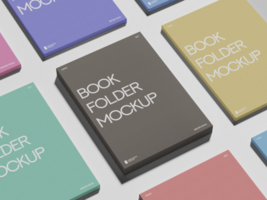 Colorful Book Folder Mockup Design for Branding and Presentation Angle Camera view psd