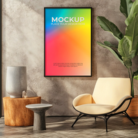 Elegant Mockup with Frame on Shelf psd