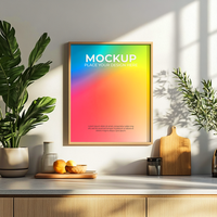 White Room Mockup with Frame Display psd