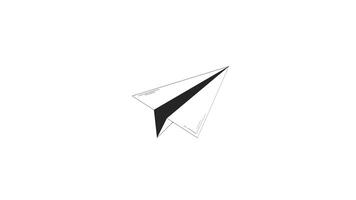 Paper plane flying forward outline hand drawn 2D object animation. Send message. Idea movement. Creative delivery. Paper airplane animated element handdrawn isolated. Doodle drawing 4K video
